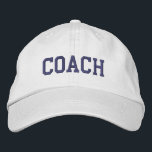 Custom Coach Gift Embroidered Hat<br><div class="desc">Show your appreciation with a custom embroidered “COACH” baseball cap, designed in a bold athletic block style for a classic, sporty look. Easily personalize it using the design tools—change the font, select thread colors, or add a coach’s name or team mascot to make it truly one of a kind. Available...</div>
