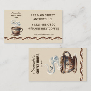Custom Coastal Cafe Branding Business Card
