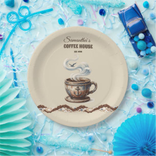 Custom Coastal Cafe Branding Paper Plate