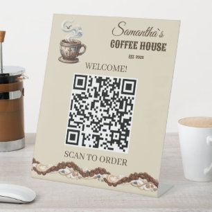 Custom Coastal Cafe Branding Pedestal Sign