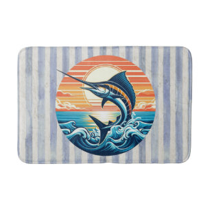 Custom Coastal/nautical/beach marlin sunset Bath Mat
