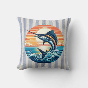 Custom Coastal/nautical/beach marlin sunset Cushion