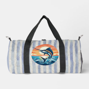 Custom Coastal/nautical/beach marlin sunset Duffle Bag