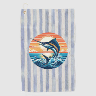 Custom Coastal/nautical/beach marlin sunset Golf Towel