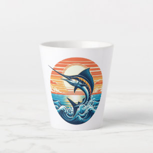 Custom Coastal/nautical/beach marlin sunset Latte Mug