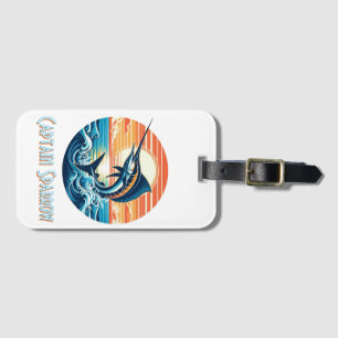 Custom Coastal/nautical/beach marlin sunset Luggage Tag