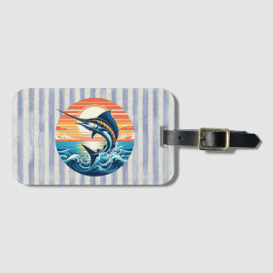 Custom Coastal/nautical/beach marlin sunset Luggage Tag