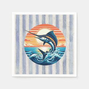 Custom Coastal/nautical/beach marlin sunset Napkin