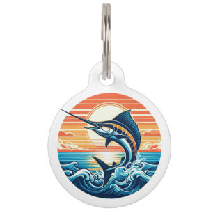 Custom Coastal/nautical/beach marlin sunset Pet Tag