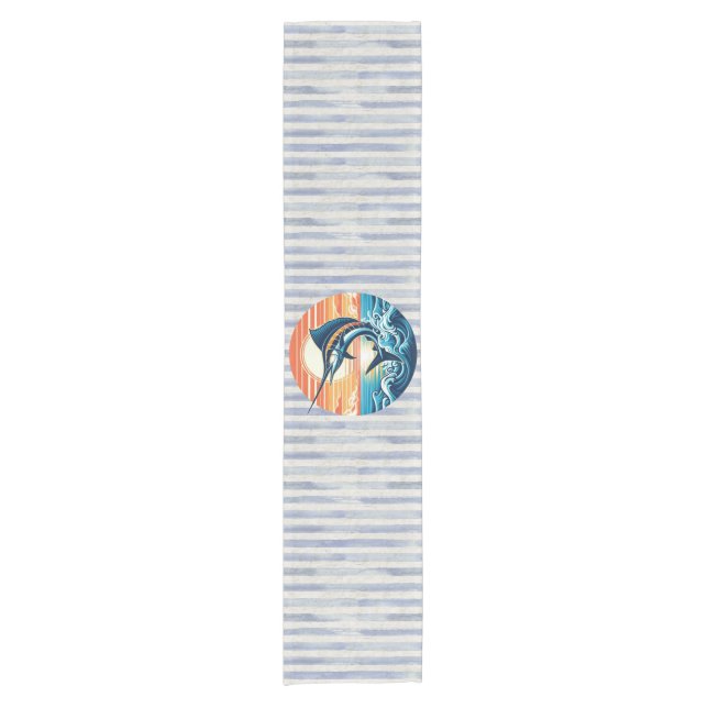 Custom Coastal/nautical/beach marlin sunset Short Table Runner (Front)