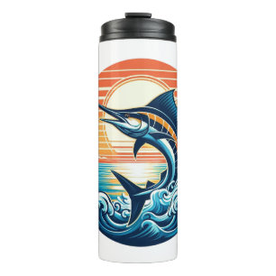 Custom Coastal/nautical/beach marlin sunset Thermal Tumbler