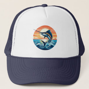 Custom Coastal/nautical/beach marlin sunset Trucker Hat
