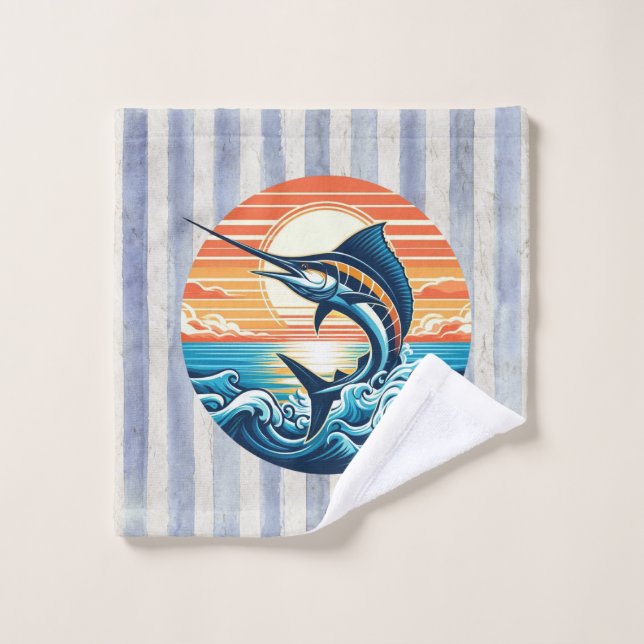 Custom Coastal/nautical/beach marlin sunset Wash Cloth (Wash Cloth)