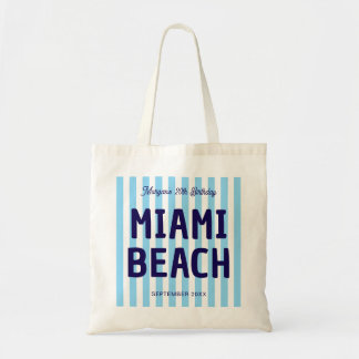 Custom Coastal Striped 20th 30th 40th 50 Birthday Tote Bag