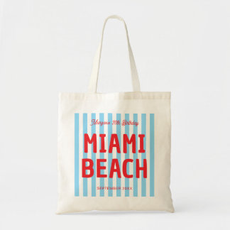 Custom Coastal Striped 20th 30th 40th 50 Birthday Tote Bag