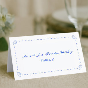 Custom Coastal Wedding Blue Seashell Place Cards