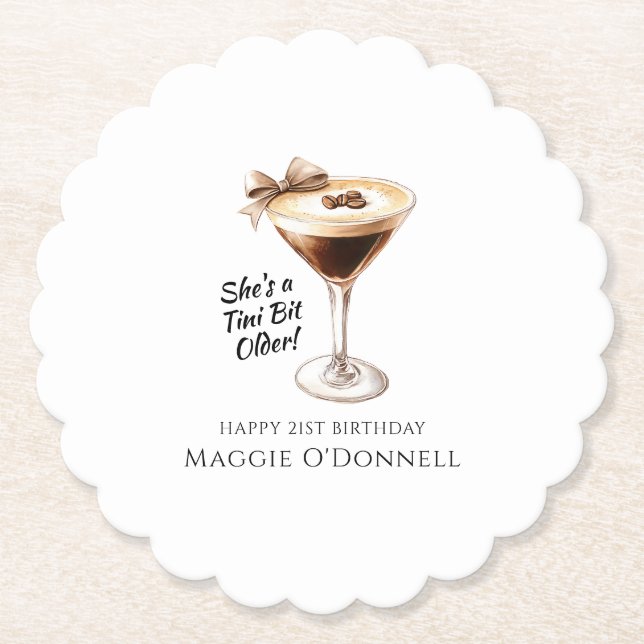 Custom Coaster 21st Birthday Espresso Martini (Front)