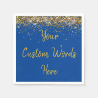 Custom Cobalt Blue and Gold Glitter Birthday Party