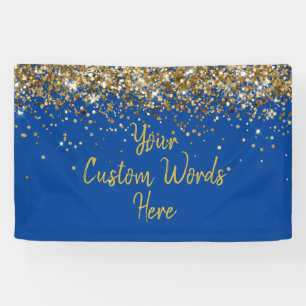 Custom Cobalt Blue Gold Birthday Party Photo Booth Banner