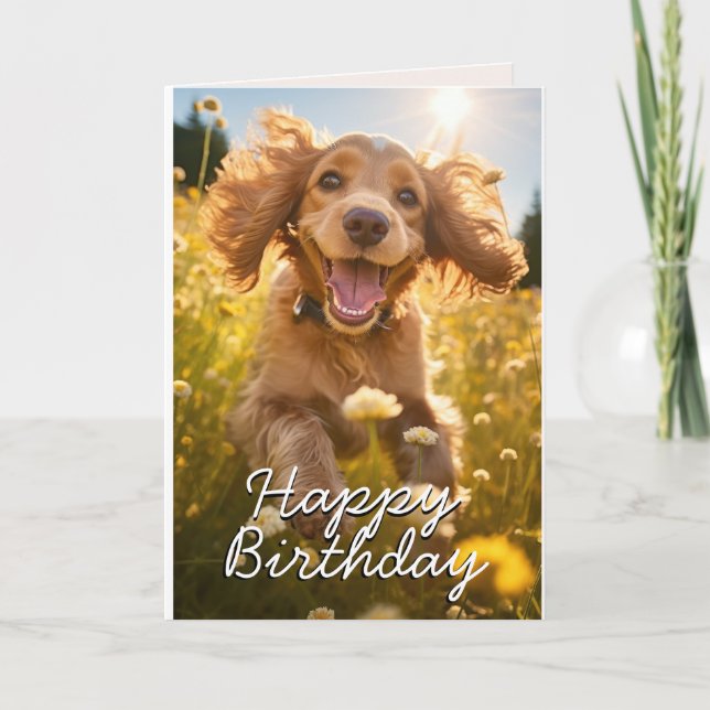 Custom Cocker Spaniel Birthday Card (Front)