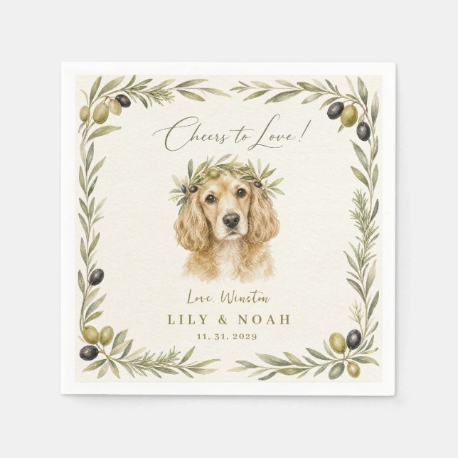 Custom Cocker Spaniel Wedding Dog Olive Grove gift Napkin (Front)