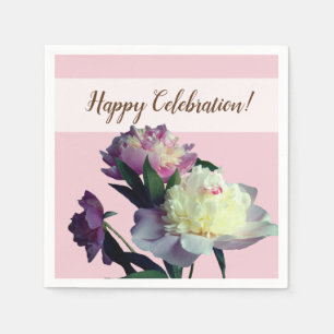 Custom Cocktail Paper Napkins Pink Peony Flowers