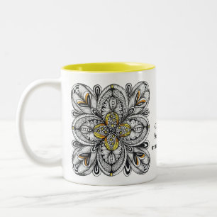 Custom Coffee and Books Quote Mug w Floral Doodle