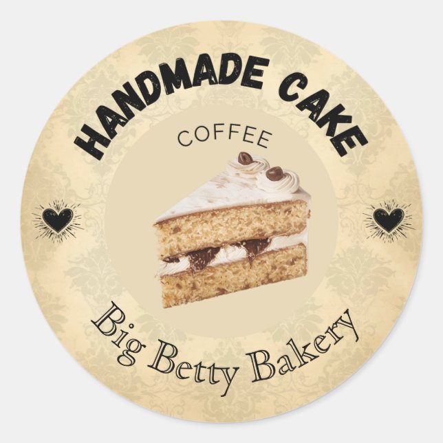 Custom Coffee Cake Labels | Personalised Bakery Pa (Front)