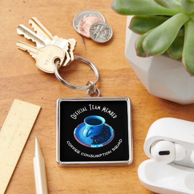 Custom Coffee Consumption Squad  Team Member Key Ring (Desk)
