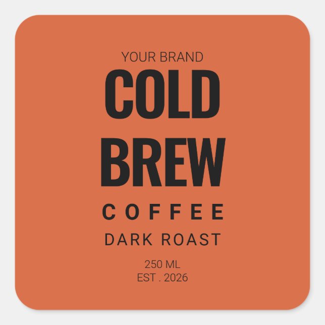 Custom Coffee Label Sticker for Cold BrewPackaging (Front)