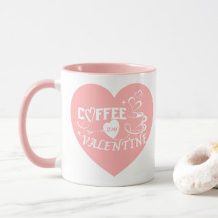 Custom Coffee Lover Pink Heart Arrow Valentine Mug