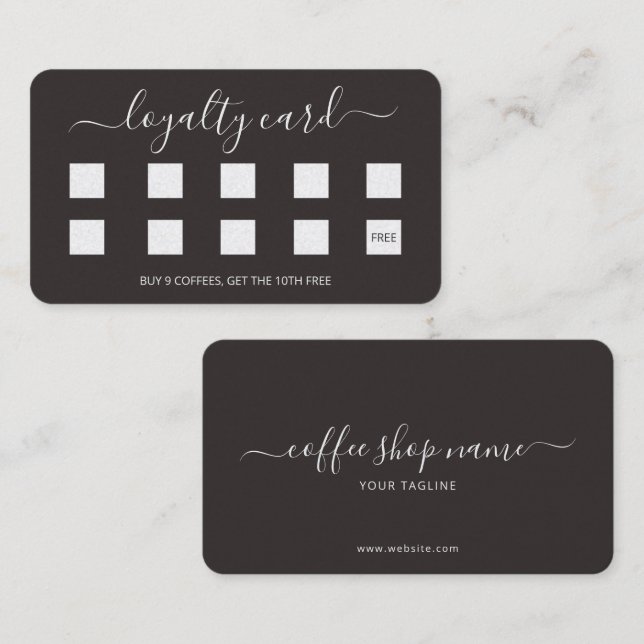 Custom Coffee Loyalty Card Simple Classic Script (Front/Back)