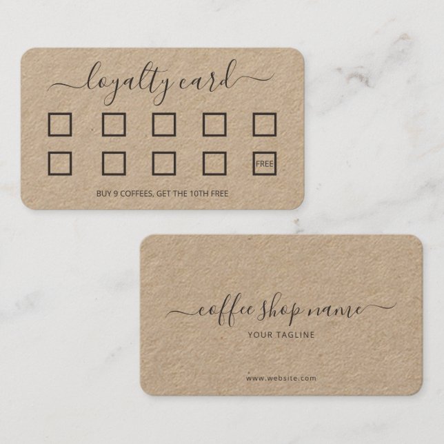 Custom Coffee Loyalty Card Simple Classic Script (Front/Back)