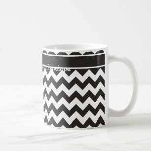 Custom Coffee Mug, Black and White Chevrons Mug