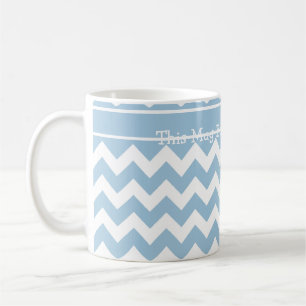 Custom Coffee Mug, Blue and White Chevrons Mug