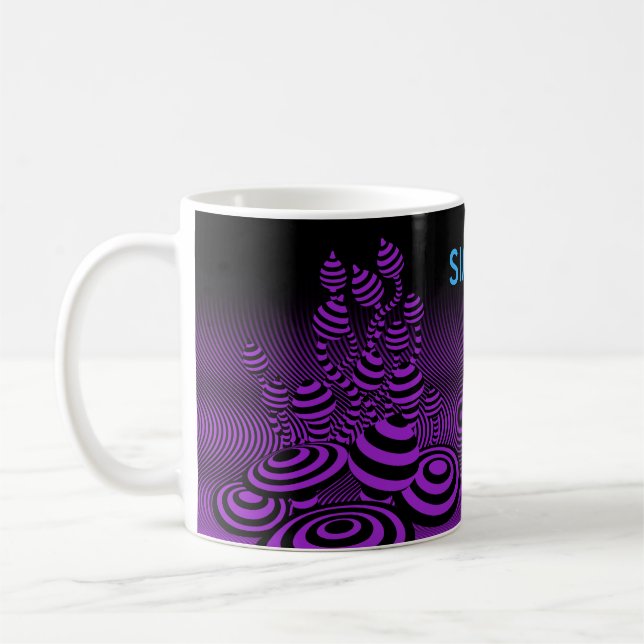 Custom Coffee mug purple Magic Mushrooms. (Left)