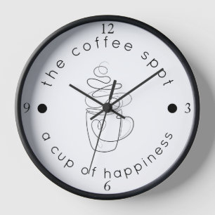 Custom Coffee Shop Add Your Logo Modern Minimalist Clock