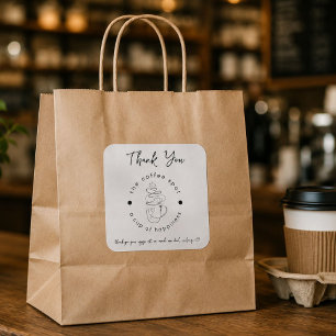 Custom Coffee Shop Add Your Logo Modern Minimalist Square Sticker