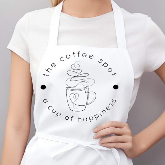 Custom Coffee Shop Add Your Logo Modern Minimalist Standard Apron (Creator Uploaded)