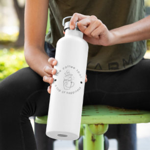 Custom Coffee Shop Add Your Logo Modern Minimalist Water Bottle