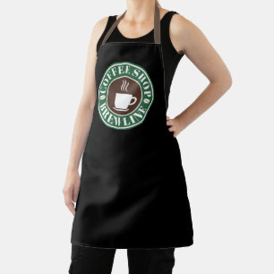 Custom Coffee Shop Apron Modern Café Green Design