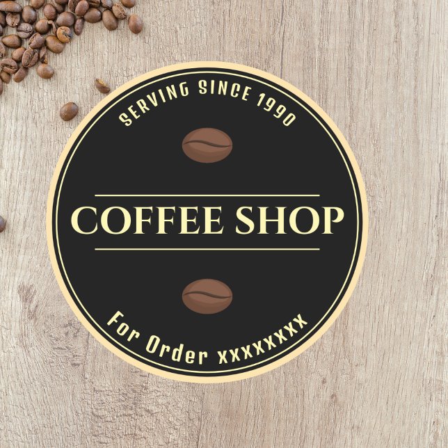 Custom coffee shop Black Business sticker (Creator Uploaded)