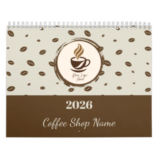 Custom Coffee Shop Calendar 2026 ,Personalized Bus