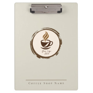 Custom Coffee Shop Clipboard with Logo and name