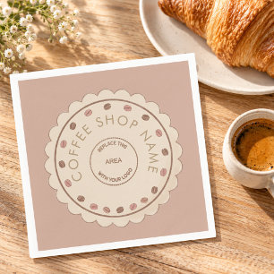 Custom Coffee Shop Logo Pink Coffee Bean Napkin