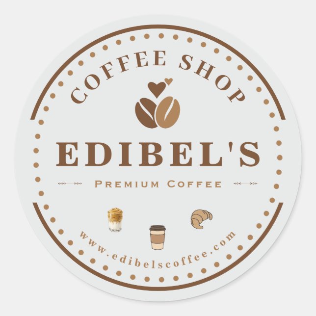 Custom Coffee Shop Logo Round Sticker (Front)