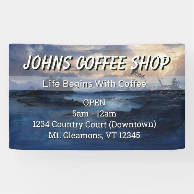 Custom Coffee Shop Signage Banner (Horizontal)