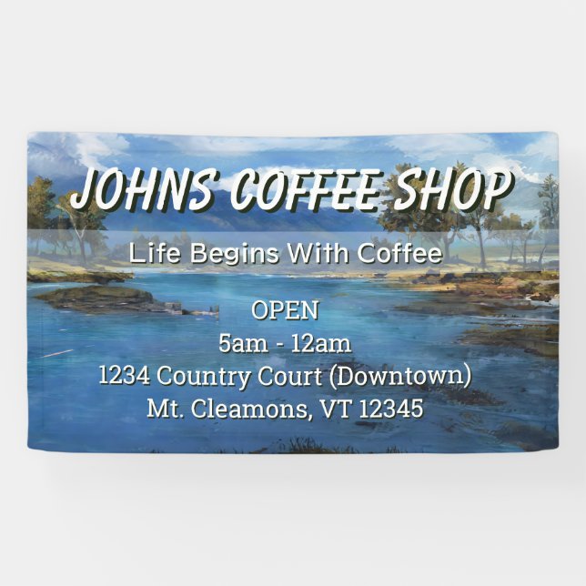 Custom Coffee Shop Signage Banner (Horizontal)