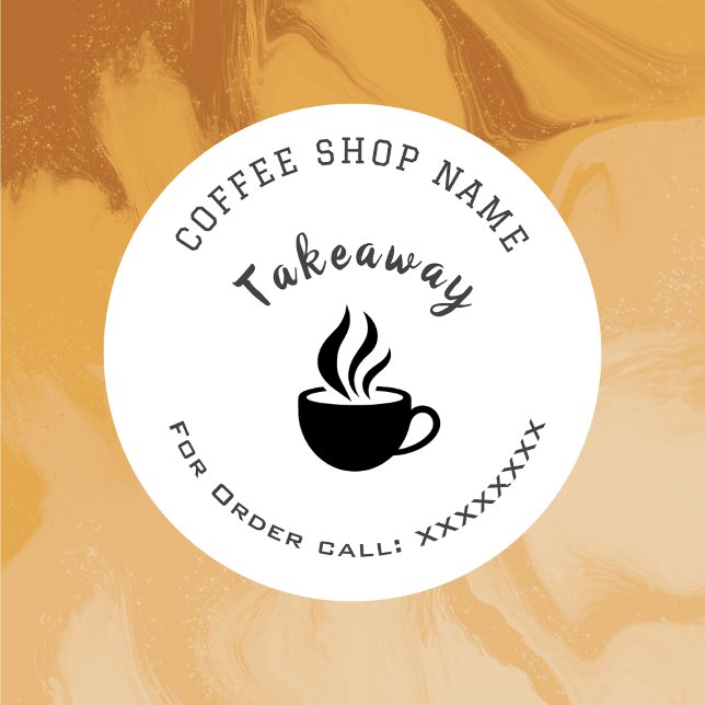 Custom coffee shop Takeaway/Order Business sticker (Creator Uploaded)