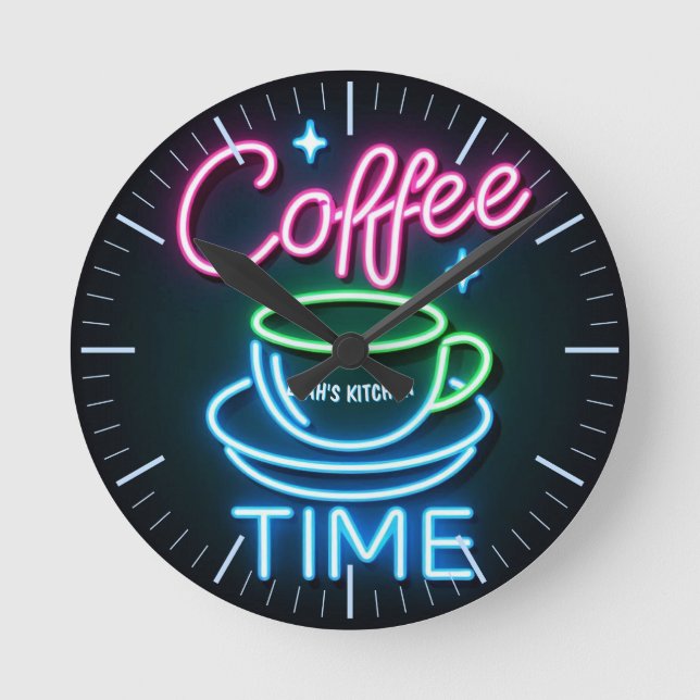 ☕Custom Coffeecore Clock Coffee Memes Neon Look (Front)